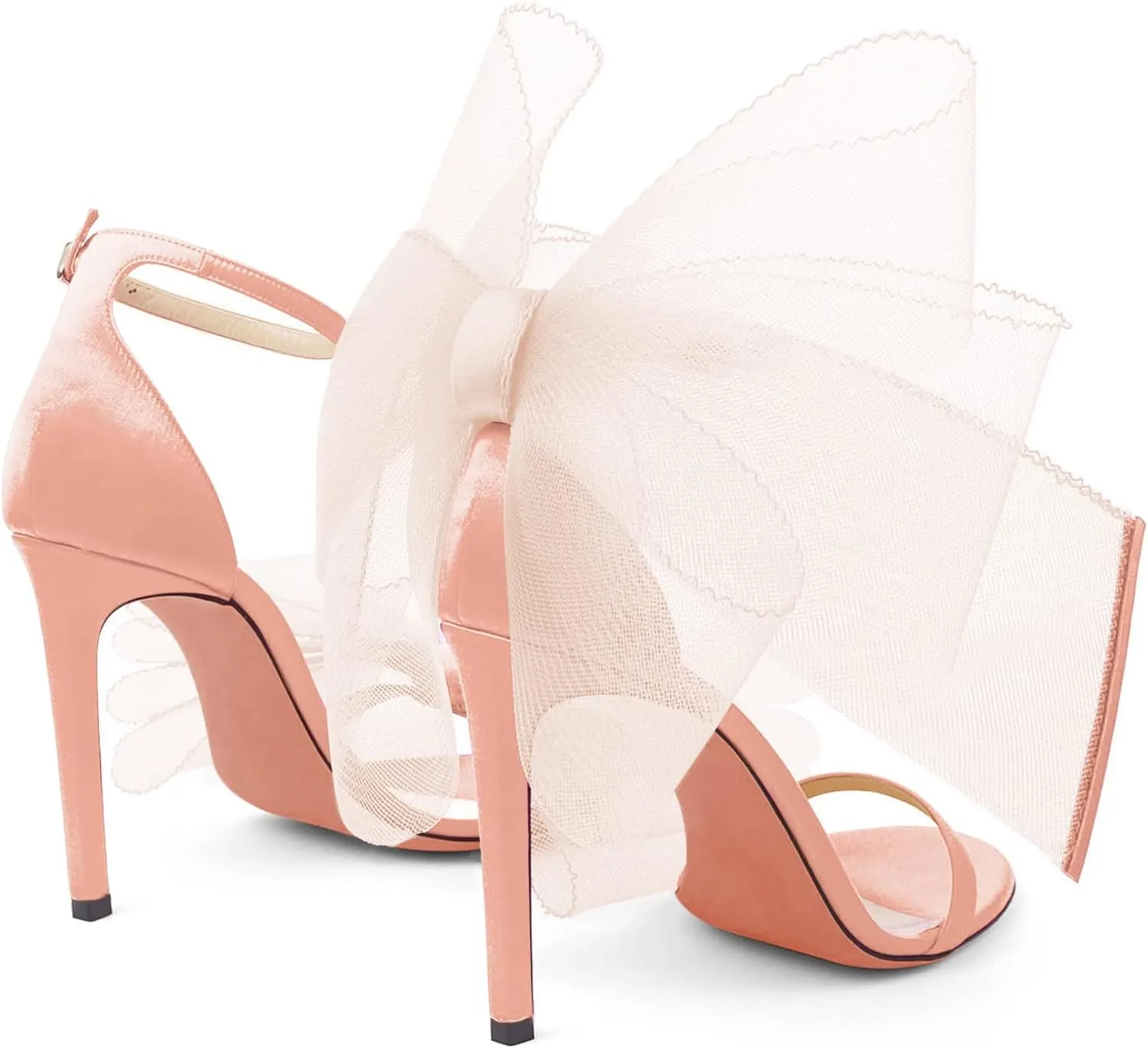 Coutgo Women's Bow Heels Open Toe Stiletto Heels One Strap Party Summer High Heeled Sandals Asymmetric Non-Removable Bow Knot
