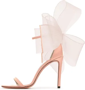Coutgo Women's Bow Heels Open Toe Stiletto Heels One Strap Party Summer High Heeled Sandals Asymmetric Non-Removable Bow Knot
