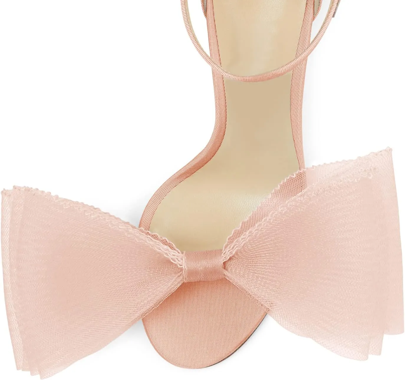 Coutgo Women's Bow Heels Open Toe Stiletto Heels One Strap Party Summer High Heeled Sandals Asymmetric Non-Removable Bow Knot