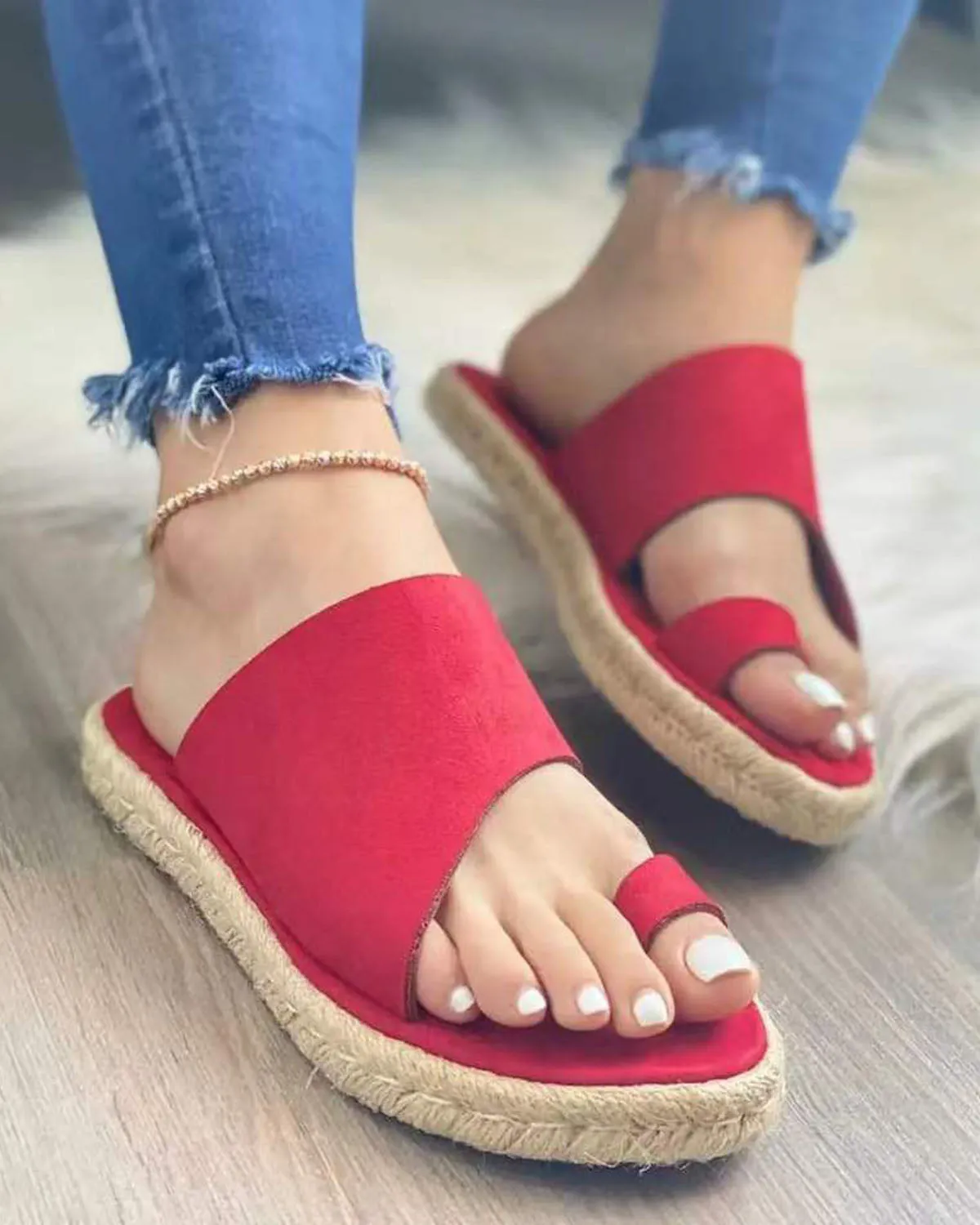Creamtopmall Retro suede flat espadrilles slippers