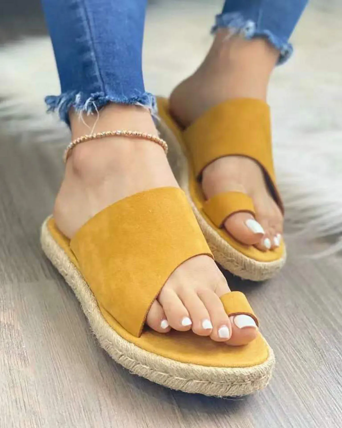 Creamtopmall Retro suede flat espadrilles slippers