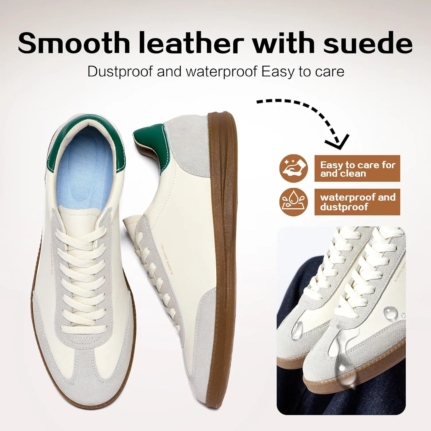 CUNESE Fashion Sneakers Lace Up Leather Platform Sneakers Comfortable Skate Shoes Walking for Kids Mens Women
