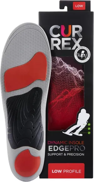 CURREX EdgePro Thermo Regulating Ski Boot Insoles for Snowboarding, Skiing, & Winter Sports – Ski Boot Inserts with Shock Absorbing Cushioning – for Men & Women – Low Arch, 2X