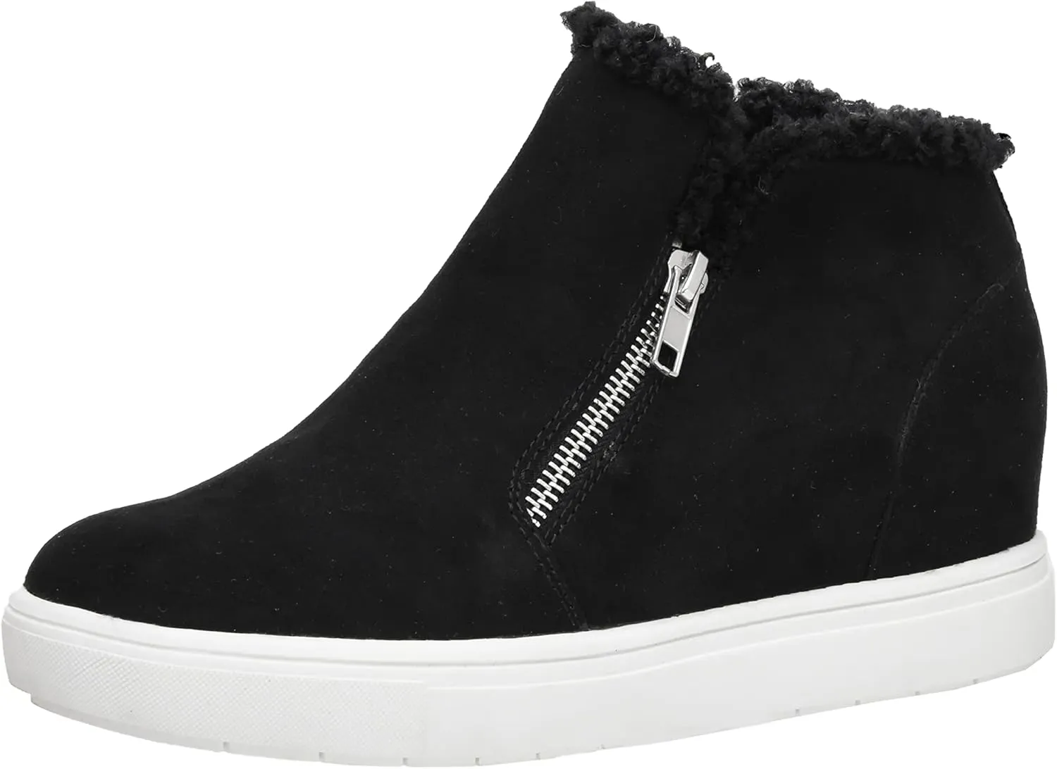 CUSHIONAIRE Women's Heaven Hidden Wedge Faux Shearling Sneaker  Memory Foam