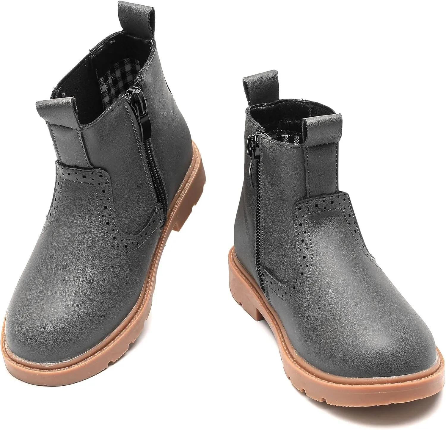 DADAWEN Boys Girls Waterproof Outdoor Side Zipper Comfort Chelsea Ankle Boots Combat Ankle Booties (Toddlers/Little Kids/Big Kids)