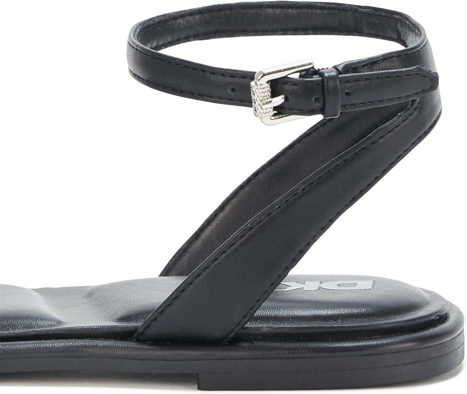 DKNY Women's Bacliff Flat Ankle Strap Sandal with Logo
