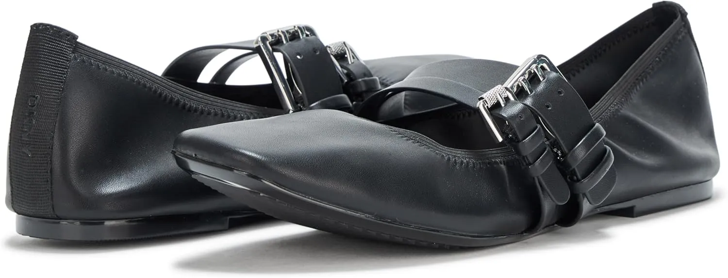 DKNY Women's Dade Ballet Flat with Double Buckle Strap Mule