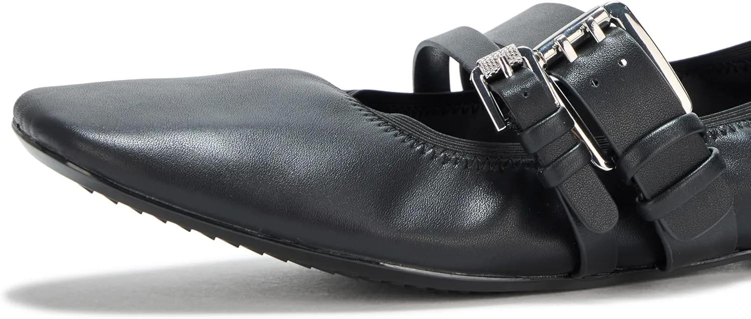 DKNY Women's Dade Ballet Flat with Double Buckle Strap Mule
