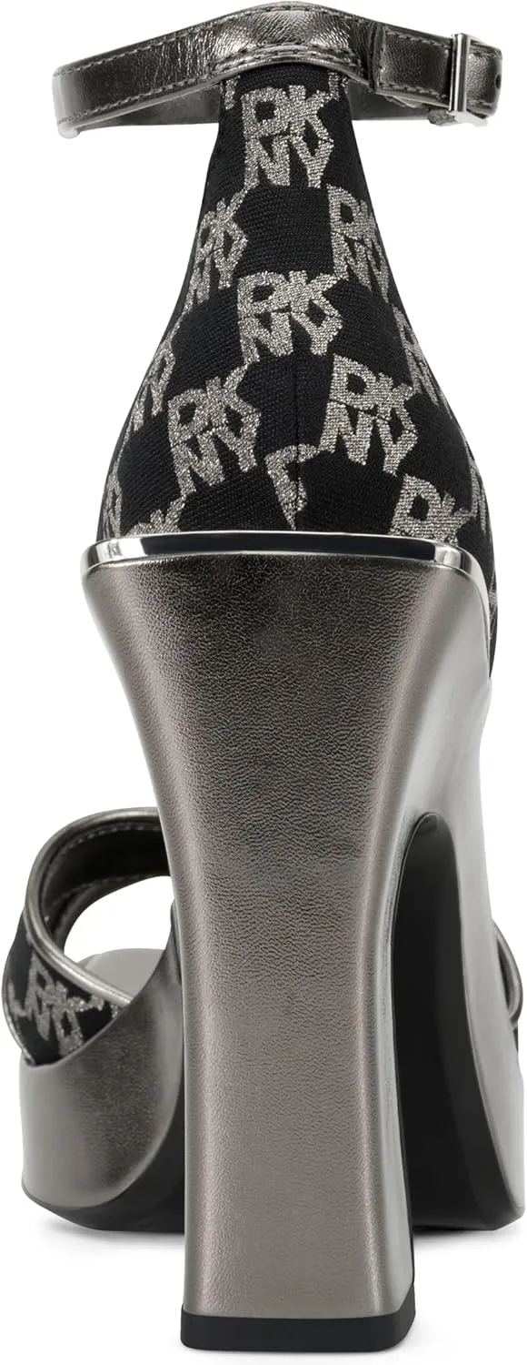 DKNY Women's Linda Platform Ankle Strap Block Heel Heeled Sandal