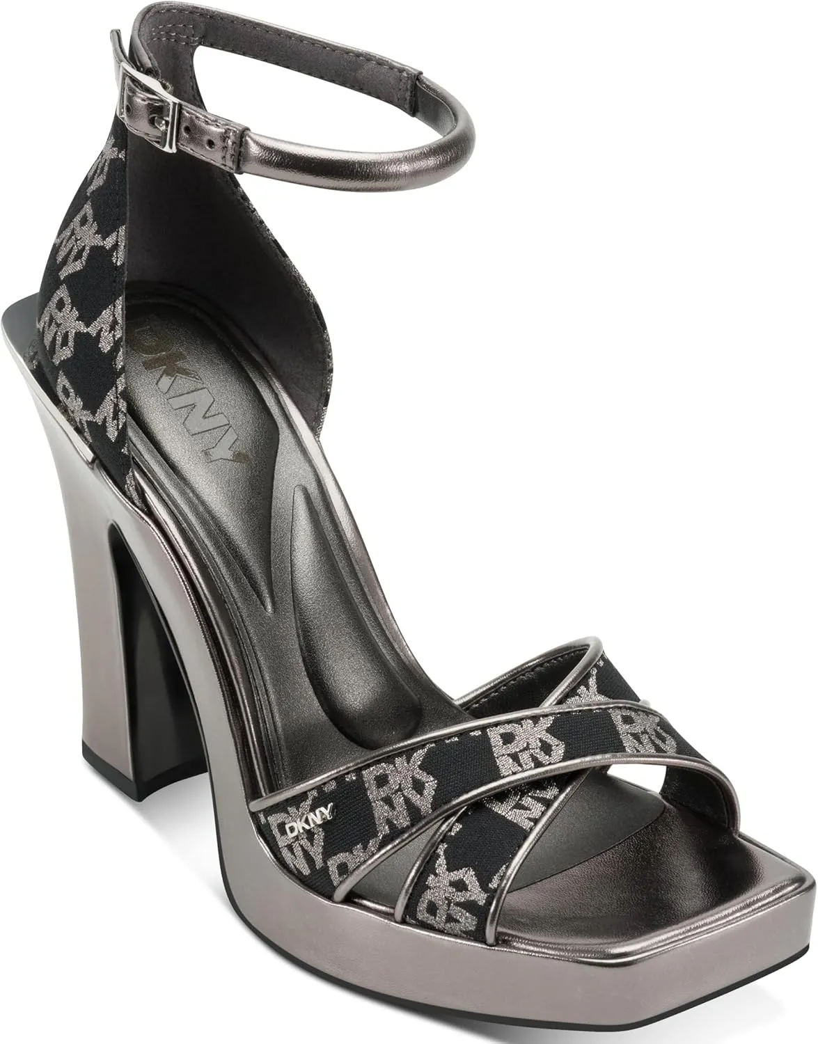 DKNY Women's Linda Platform Ankle Strap Block Heel Heeled Sandal