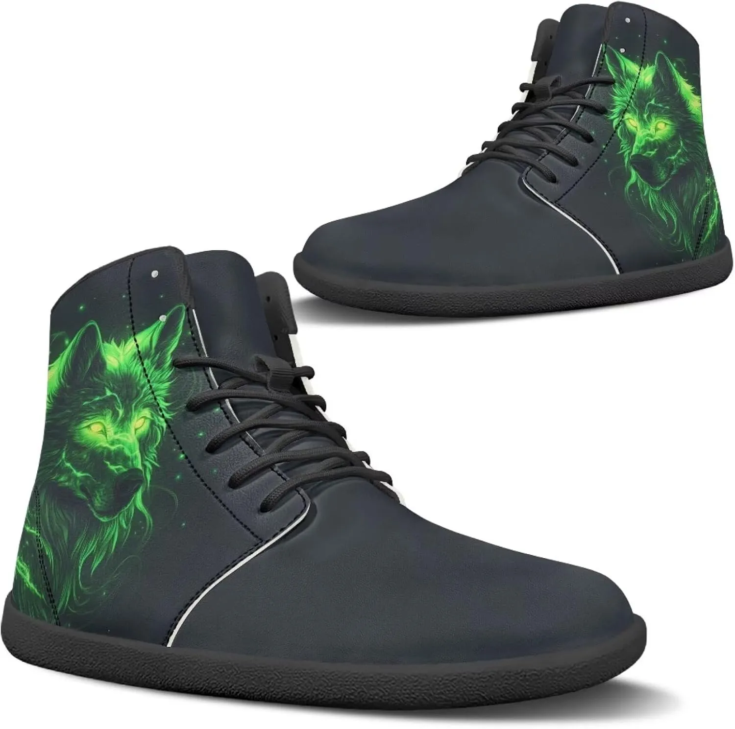 Doojoayie High Top Shoes for Men Wide Width PU Leather Shoes Emerging Adult