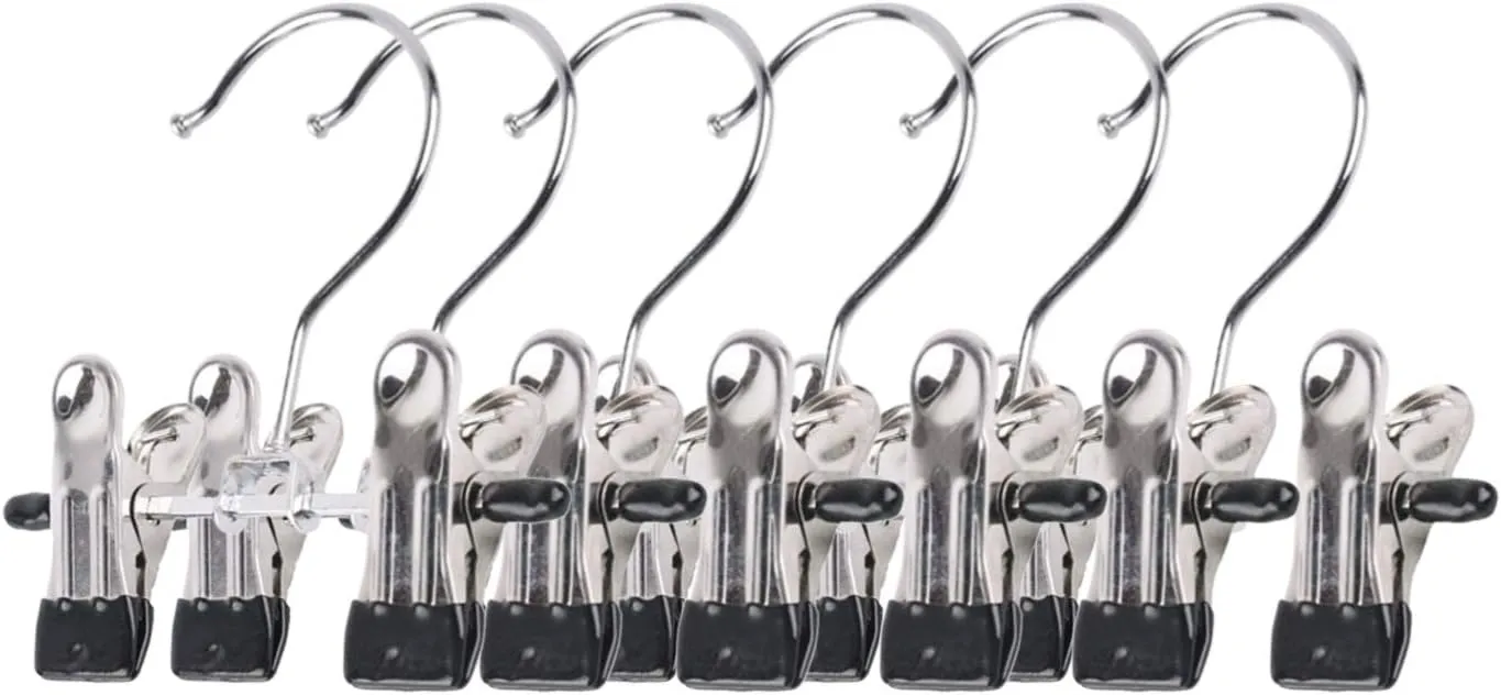 Double Adjustable Clips Boots Hangers,Space Saving Boots Socks Bags Hanging Clips Boot Holder Boot Organizer,Set of 12 (12)