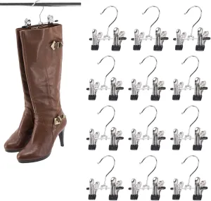 Double Adjustable Clips Boots Hangers,Space Saving Boots Socks Bags Hanging Clips Boot Holder Boot Organizer,Set of 12 (12)