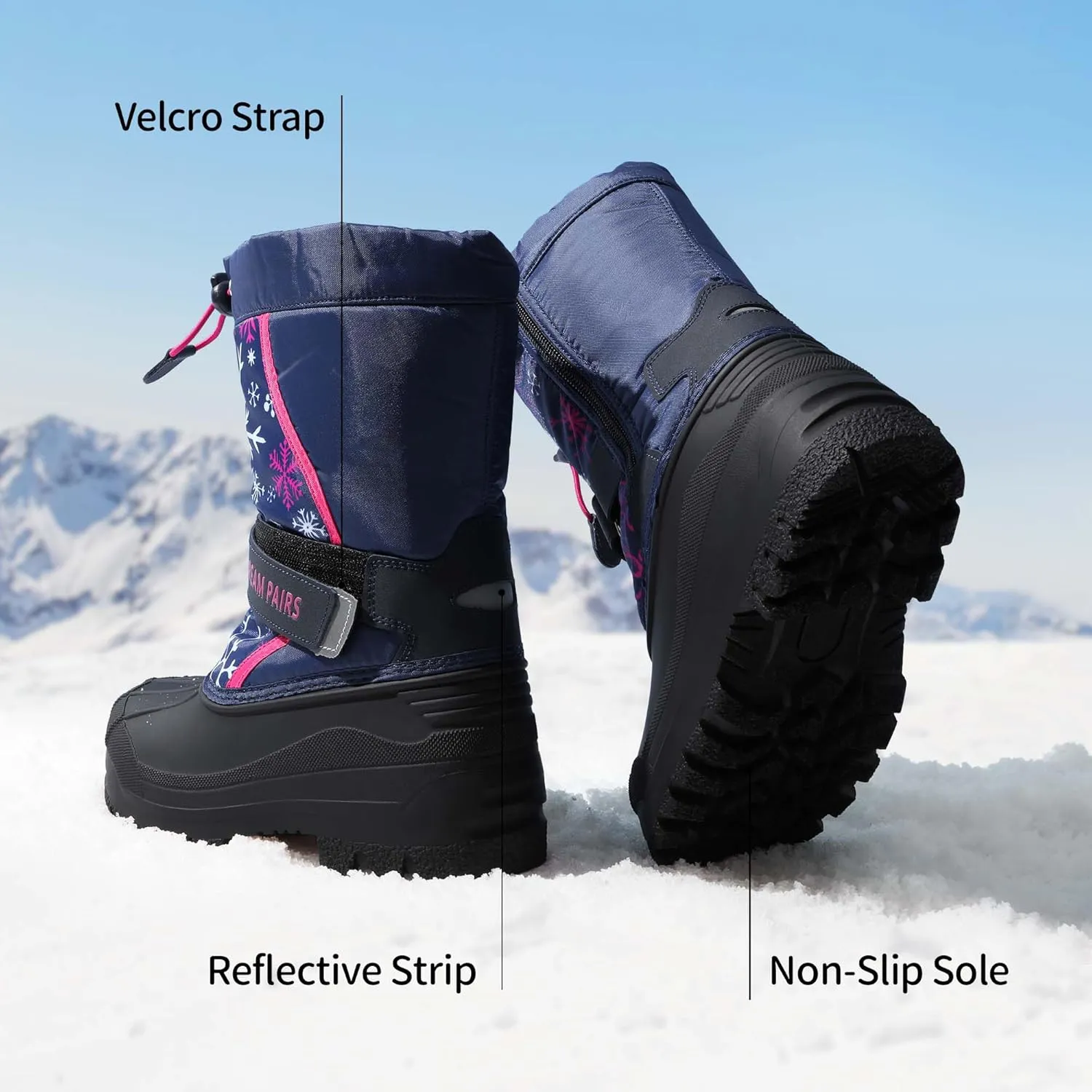 DREAM PAIRS Boys & Girls Mid Calf Water-Resistant Winter Snow Boots for Toddler/Little/Big Kid