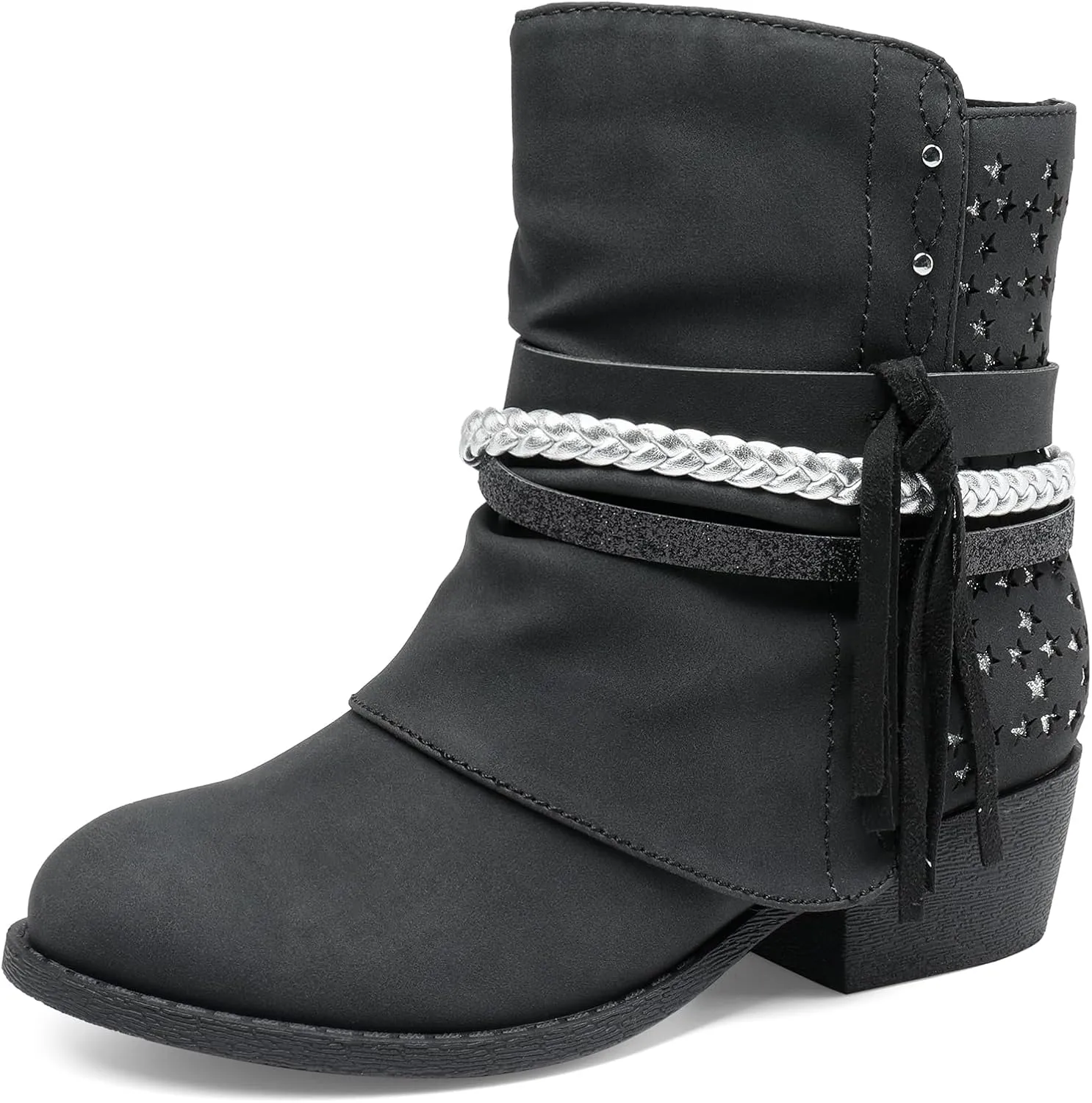 DREAM PAIRS Girls Ankle Boots Side Zipper Low Heels Boots Little Kid/Big Kid