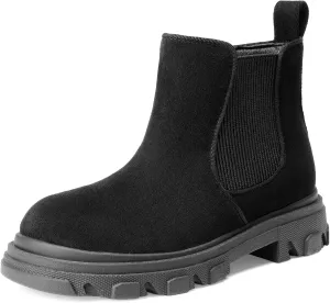 DREAM PAIRS Girls Chelsea Boots Side Zipper Lug Sole Ankle Booties Toddler/Little Kid/Big Kid