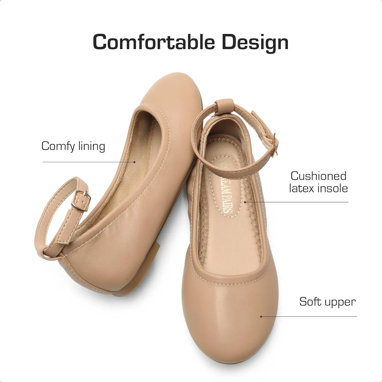 DREAM PAIRS Girls Dress Shoes Girl's Ballerina Flat Ankle Strap Ballet Flats (Toddler/Little Kid/Big Kid)