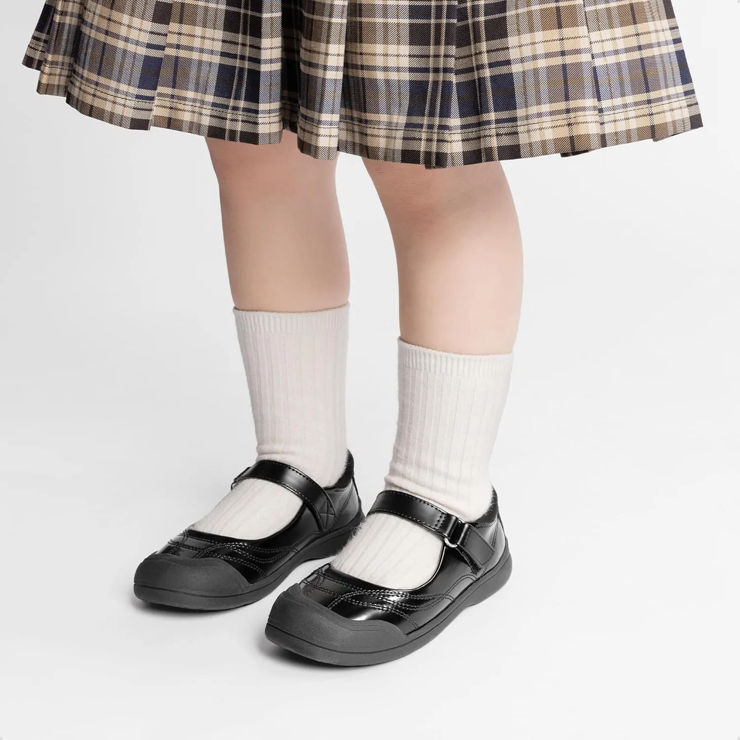 DREAM PAIRS Girls Kids Mary Jane School Uniform Toe-Protective Shoes Soft Flats Toddler Little Kid