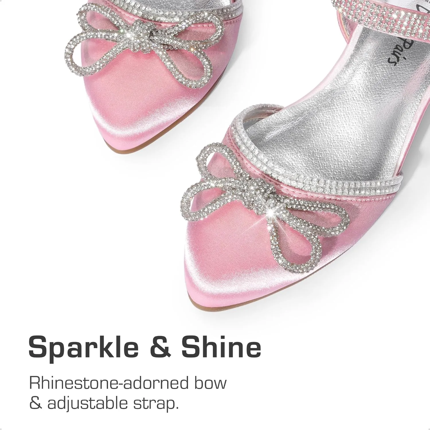 DREAM PAIRS Girls Sandals Closed Toe Dress Low Heels Pointed Toe Pump Flower Shoes for Little Big Kids Wedding Princess Party