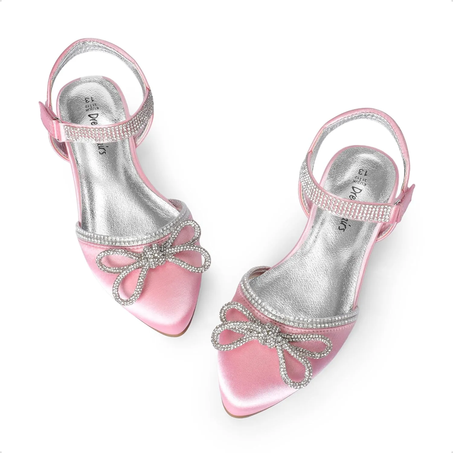 DREAM PAIRS Girls Sandals Closed Toe Dress Low Heels Pointed Toe Pump Flower Shoes for Little Big Kids Wedding Princess Party