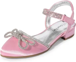 DREAM PAIRS Girls Sandals Closed Toe Dress Low Heels Pointed Toe Pump Flower Shoes for Little Big Kids Wedding Princess Party