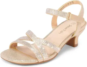 DREAM PAIRS Girls Sandals Low Heel Dress Open Toe Sandals Flower Wedding Party for Little Kid/Big Kid