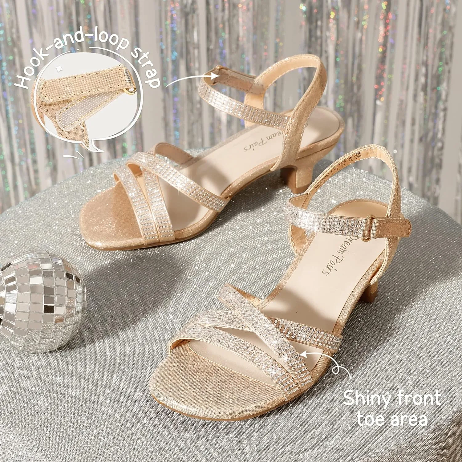 DREAM PAIRS Girls Sandals Low Heel Dress Open Toe Sandals Flower Wedding Party for Little Kid/Big Kid