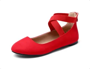 DREAM PAIRS Women's Comfortable Fashion Elastic Ankle Straps Flats Shoes