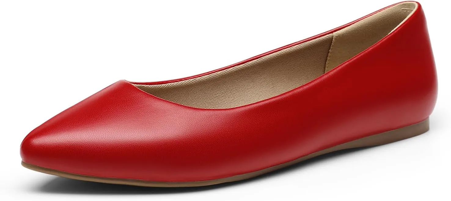 DREAM PAIRS Women's Dress Pointed Toe Flats Ballet Comfort Soft Slip On Casual Flat Shoes for Work Office Business