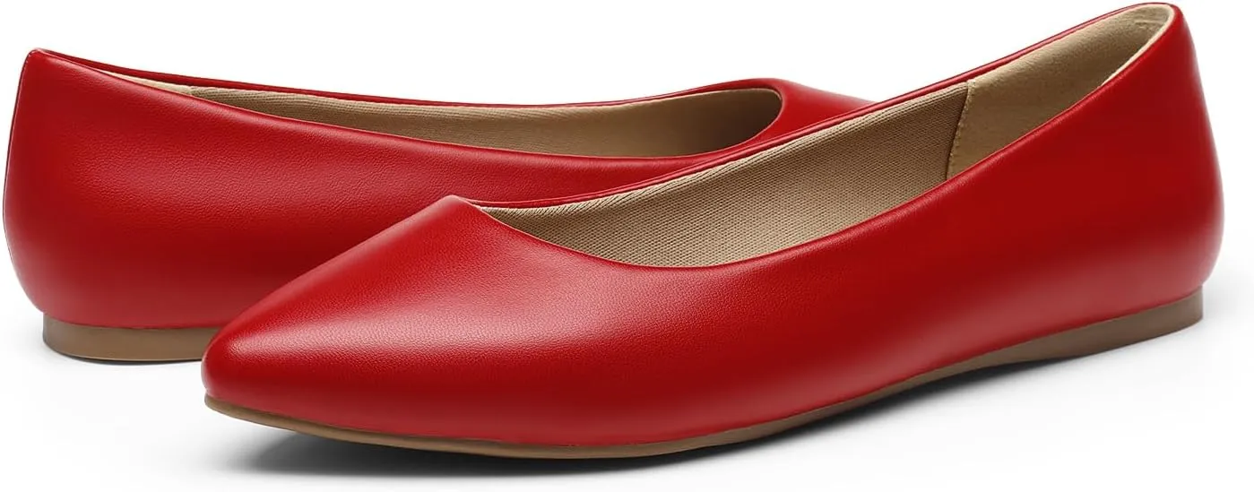 DREAM PAIRS Women's Dress Pointed Toe Flats Ballet Comfort Soft Slip On Casual Flat Shoes for Work Office Business