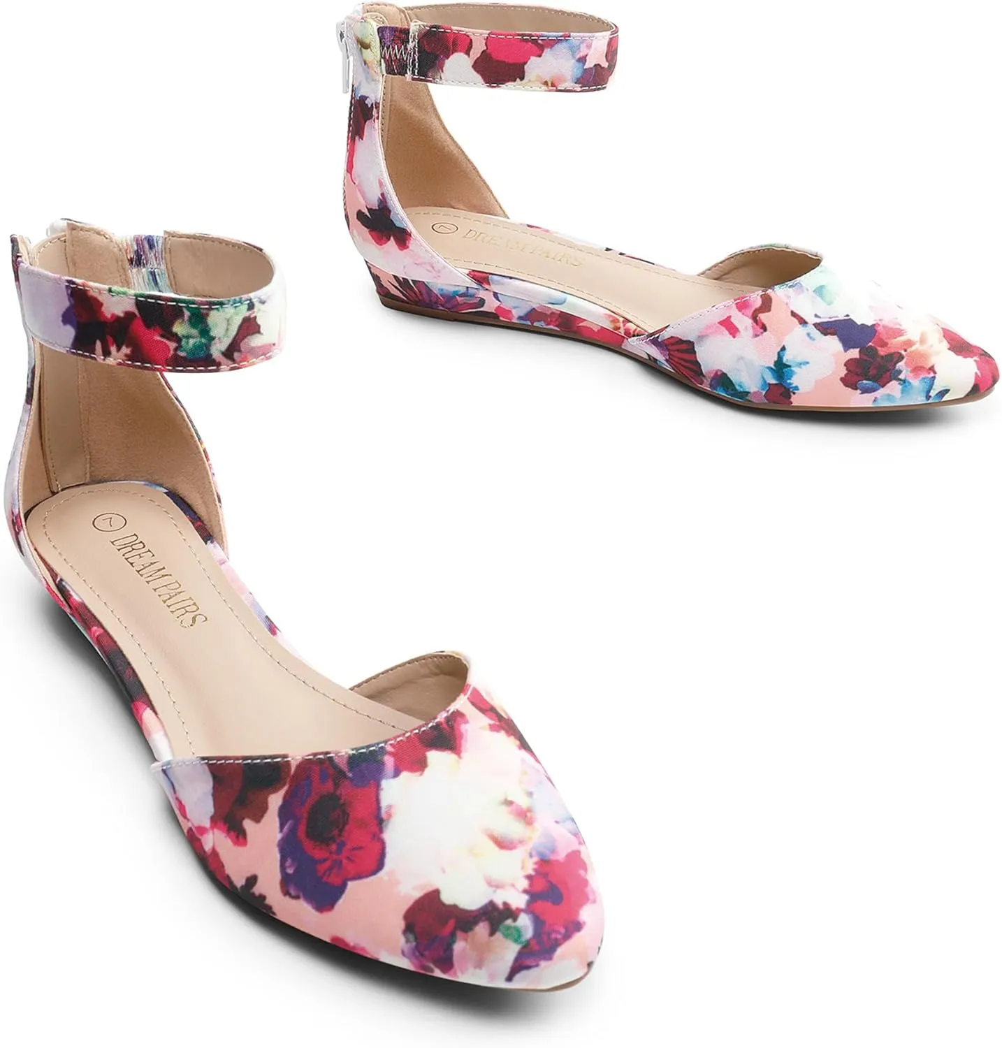 DREAM PAIRS Women's Low Wedge Ankle Strap Dress Flats Shoes