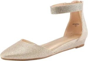 DREAM PAIRS Women's Low Wedge Ankle Strap Dress Flats Shoes