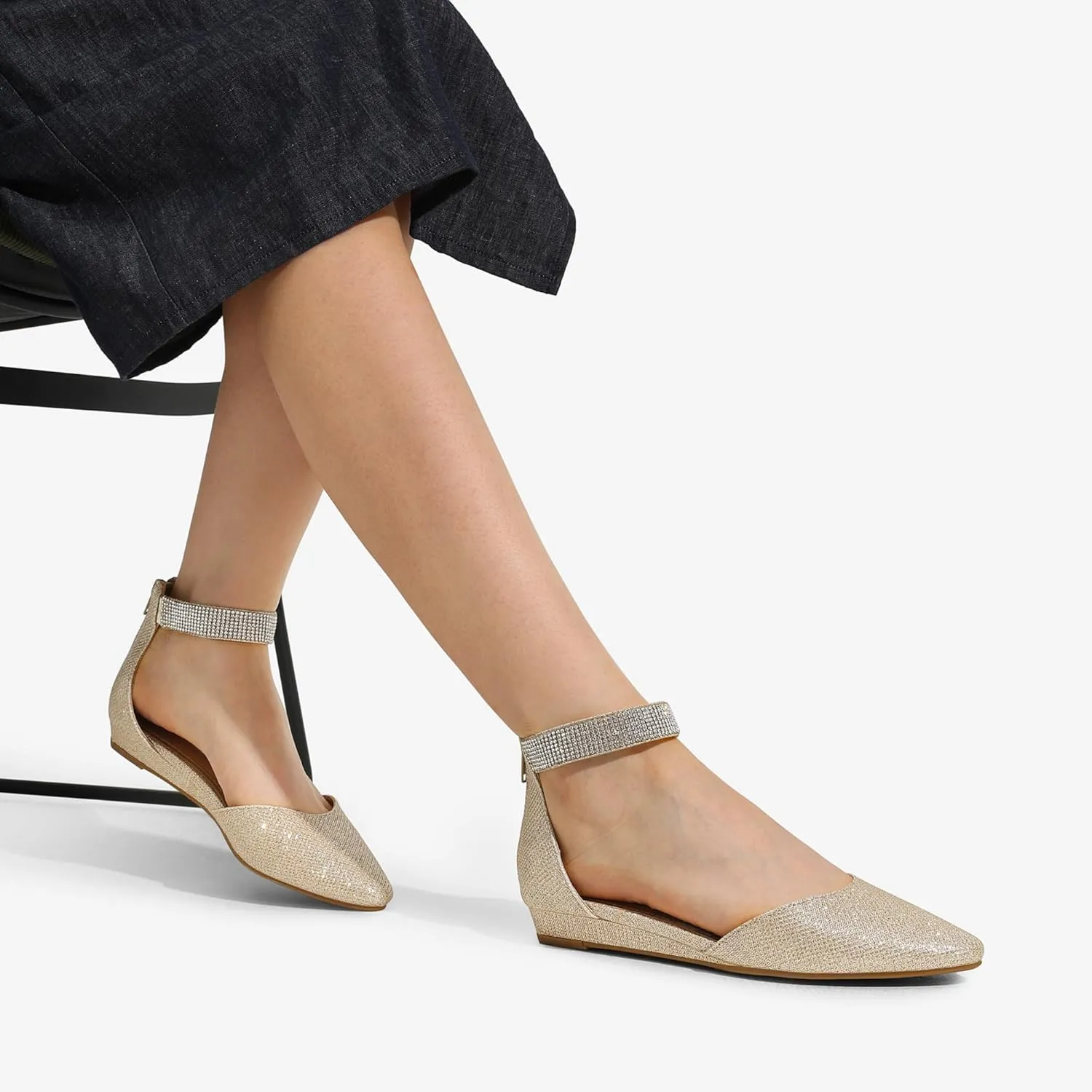 DREAM PAIRS Women's Low Wedge Ankle Strap Dress Flats Shoes