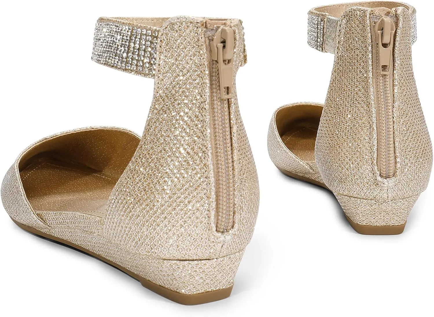 DREAM PAIRS Women's Low Wedge Ankle Strap Dress Flats Shoes