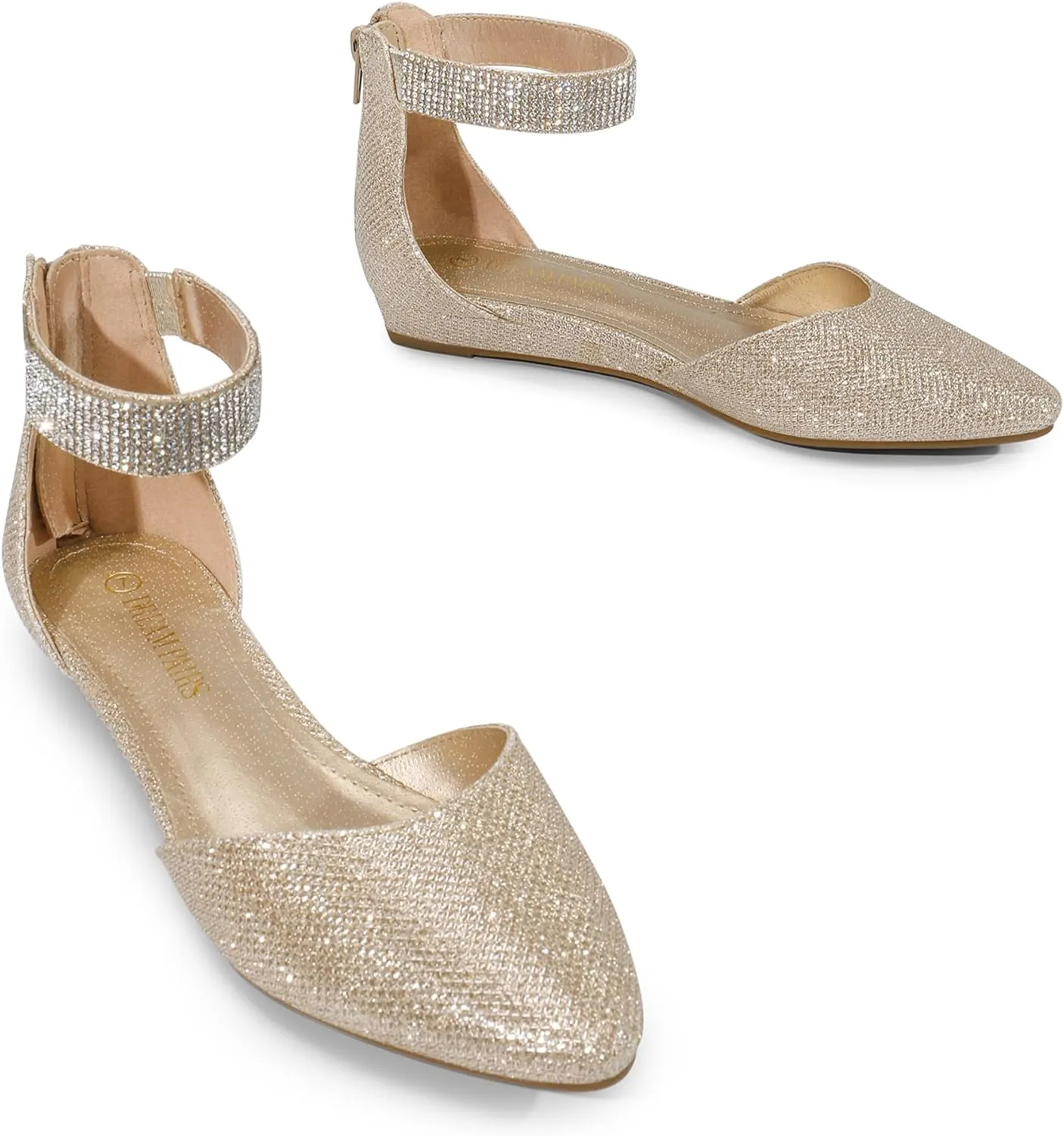 DREAM PAIRS Women's Low Wedge Ankle Strap Dress Flats Shoes