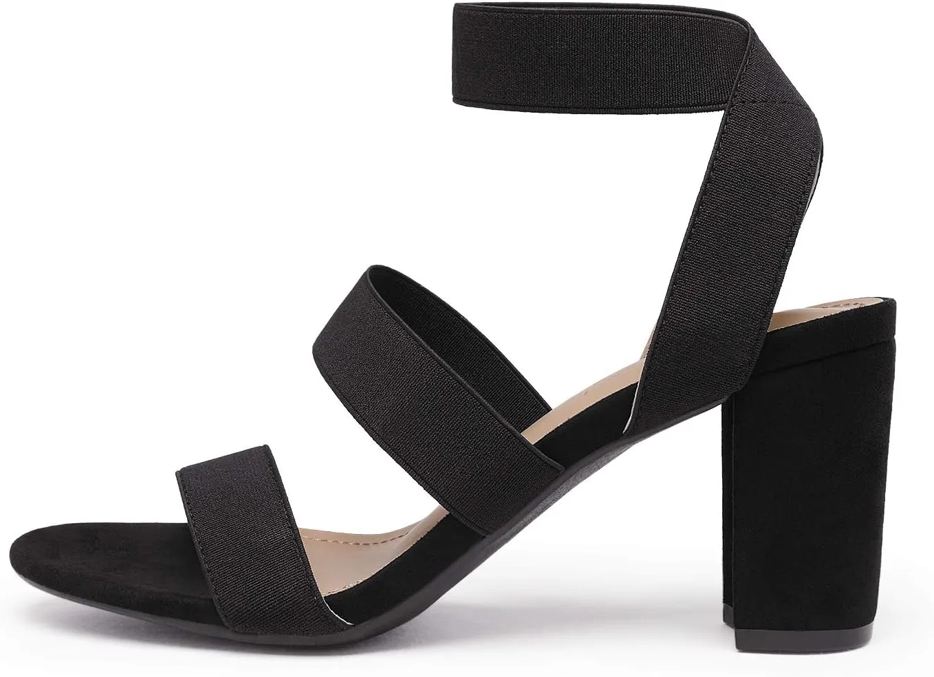 DREAM PAIRS Women's Open Toe High Chunky Elastic Strap Dress Heel Sandals