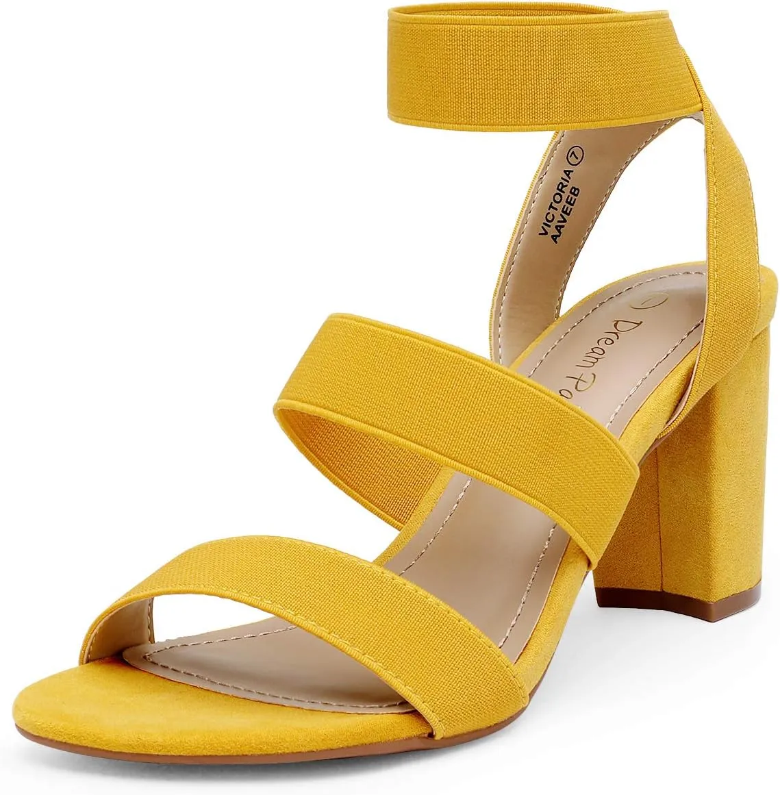 DREAM PAIRS Women's Open Toe High Chunky Elastic Strap Dress Heel Sandals