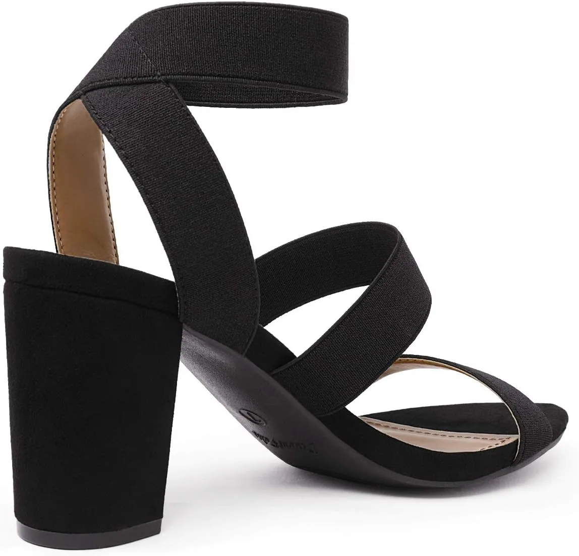 DREAM PAIRS Women's Open Toe High Chunky Elastic Strap Dress Heel Sandals