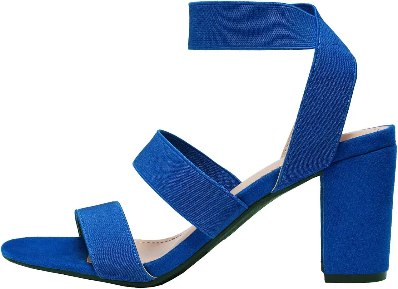 DREAM PAIRS Women's Open Toe High Chunky Elastic Strap Dress Heel Sandals