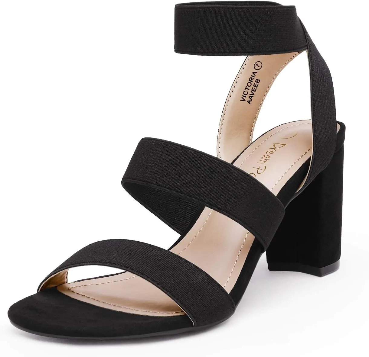 DREAM PAIRS Women's Open Toe High Chunky Elastic Strap Dress Heel Sandals