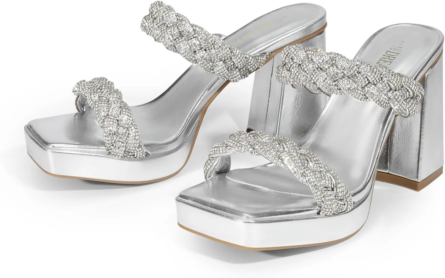 DREAM PAIRS Women's Rhinestone Braided Strap Heels
