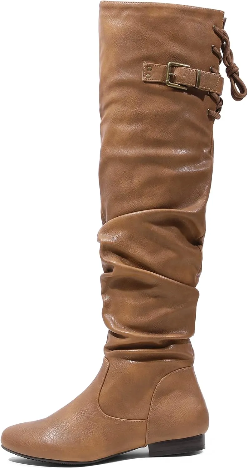 DREAM PAIRS Women's Suede Over The Knee Thigh High Winter Boots