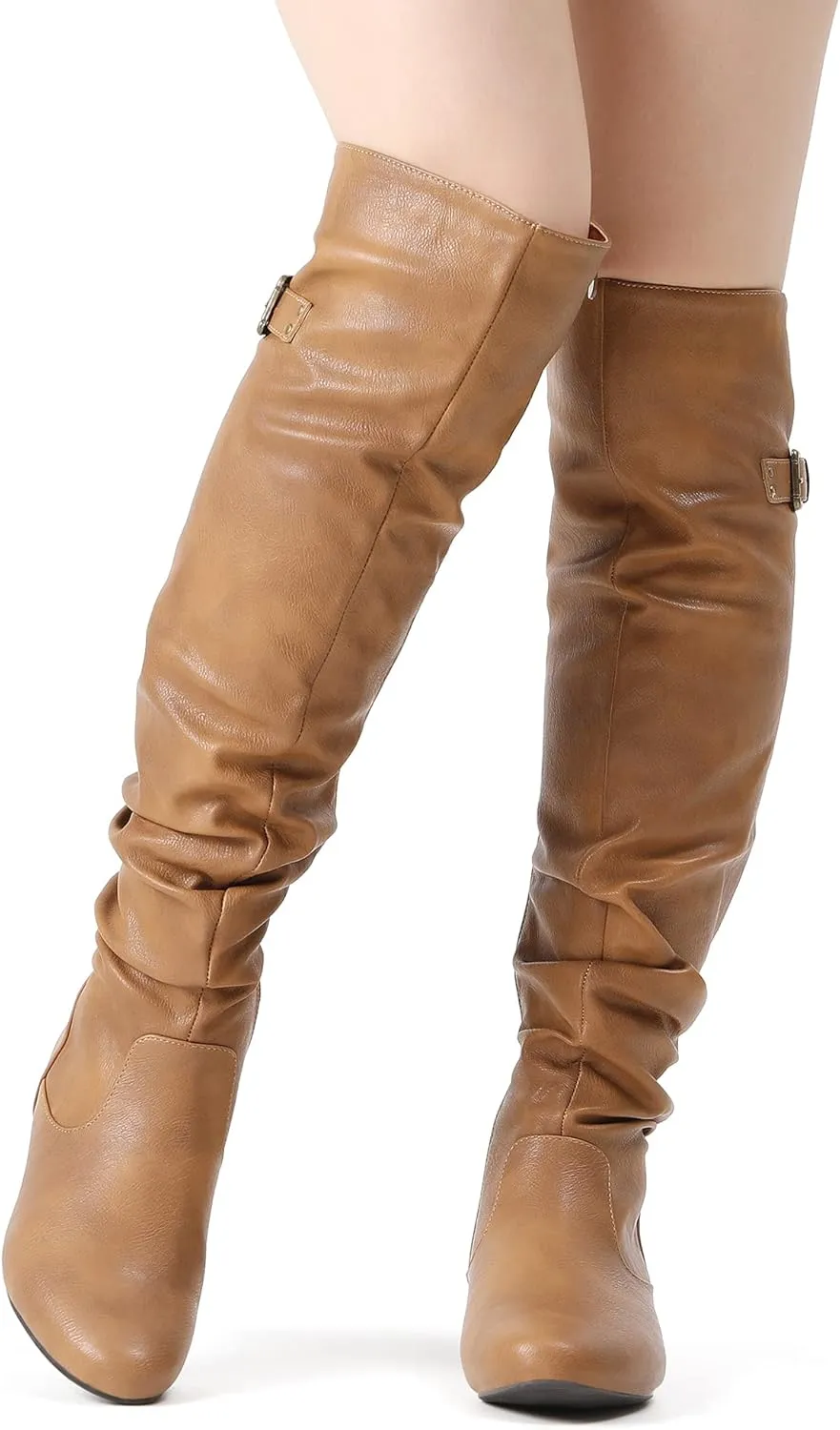 DREAM PAIRS Women's Suede Over The Knee Thigh High Winter Boots