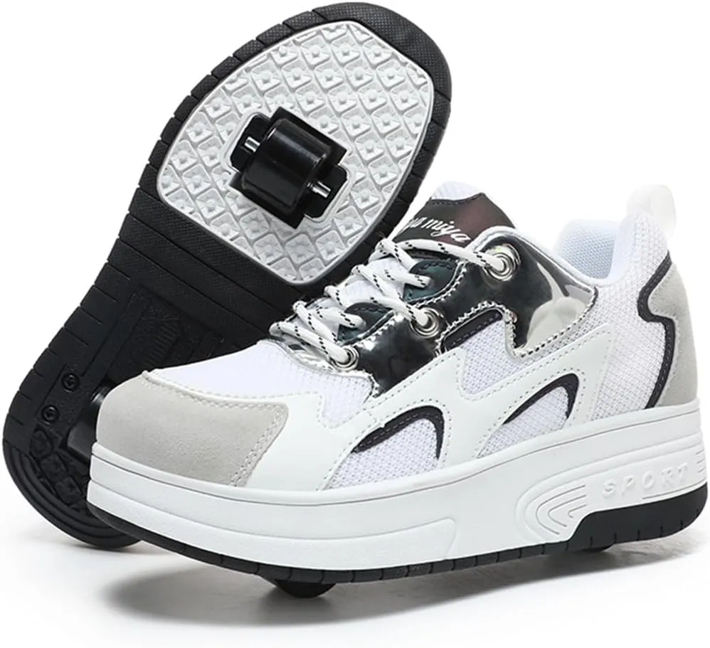 Ehauuo Roller Skates Shoes Sneakers Wheels Removable for Boys Girls Safety Stain-Resistant Easy on and Clean Comfortable as Kids Fun Sports Loved for Kids Beginners