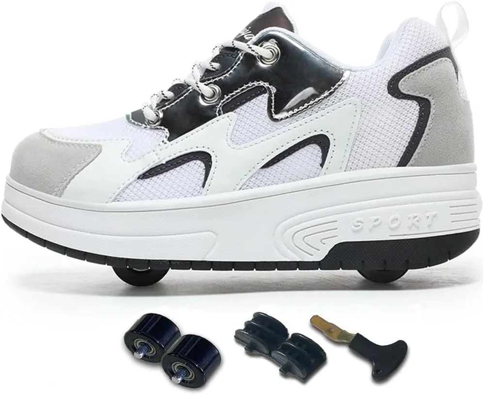 Ehauuo Roller Skates Shoes Sneakers Wheels Removable for Boys Girls Safety Stain-Resistant Easy on and Clean Comfortable as Kids Fun Sports Loved for Kids Beginners