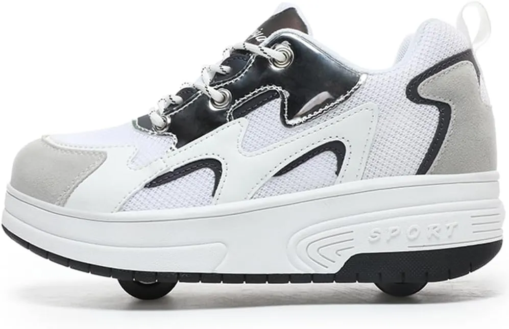 Ehauuo Roller Skates Shoes Sneakers Wheels Removable for Boys Girls Safety Stain-Resistant Easy on and Clean Comfortable as Kids Fun Sports Loved for Kids Beginners