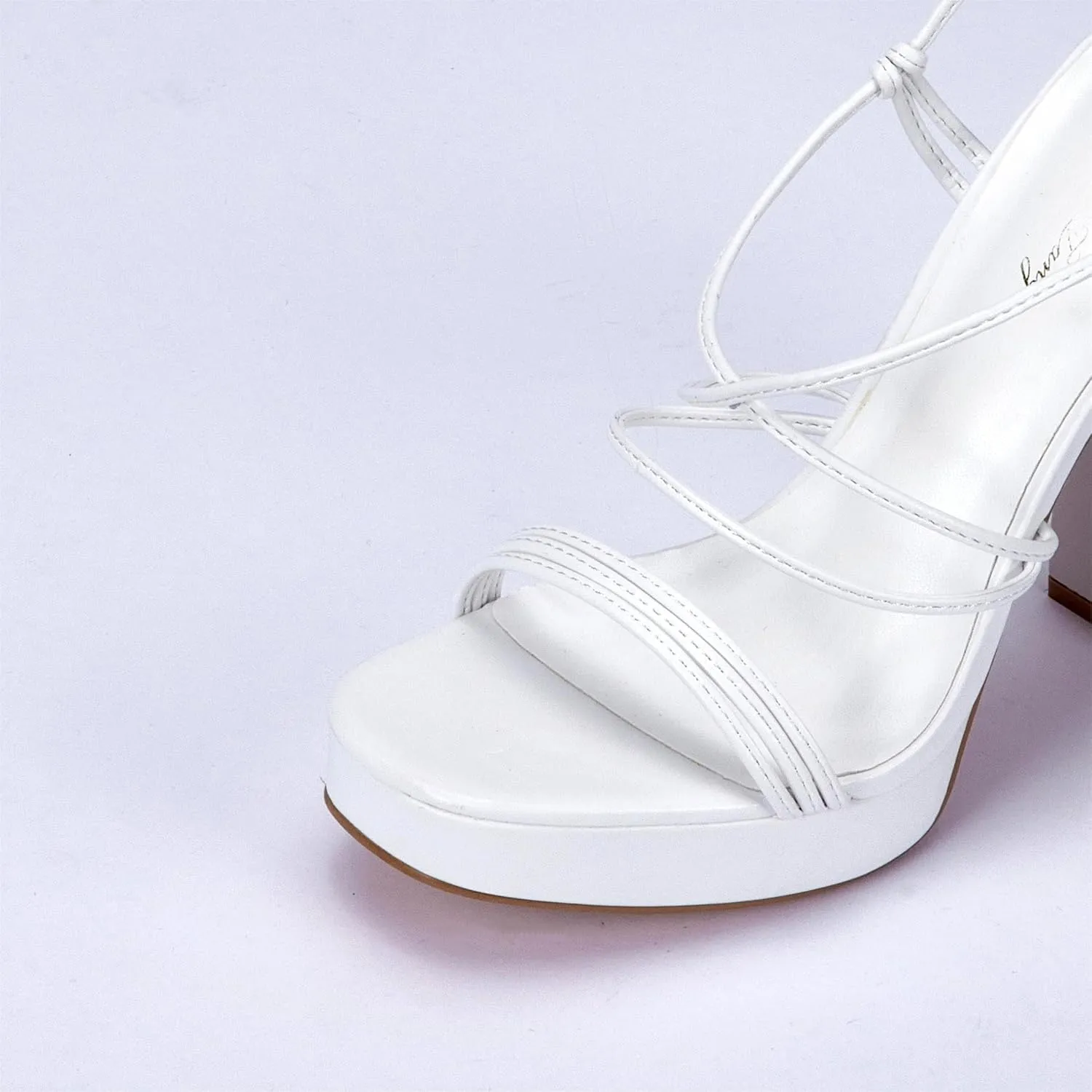 Elisabet Tang Women's Strappy Heeled Sandals, 5 inch Platform Heels Chunky Lace up High Heels Open Toe Party Shoes