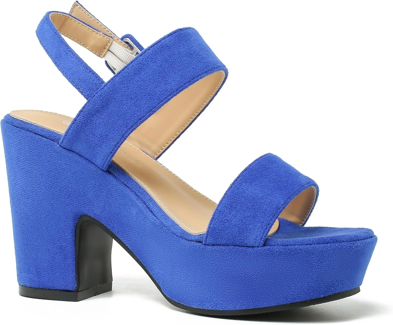 Enelauge Women's Platform Heels Sandals Block Chunky High Heeled Suede Wedges Sandal Open toe Ankle Strap Wedding Party Dress Pumps