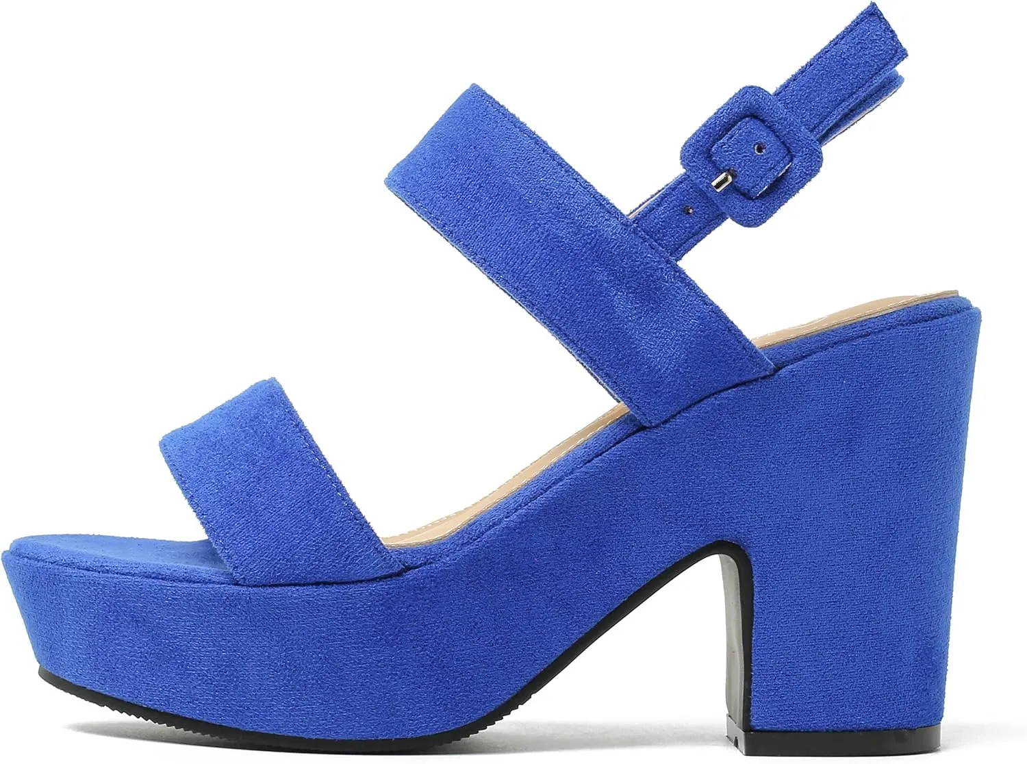 Enelauge Women's Platform Heels Sandals Block Chunky High Heeled Suede Wedges Sandal Open toe Ankle Strap Wedding Party Dress Pumps