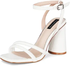 Erocalli Gold Heels Strappy Sandals Square Open Toe Ankle Strap High Heel Sandals Comfort Dress Party Wedding Shoes